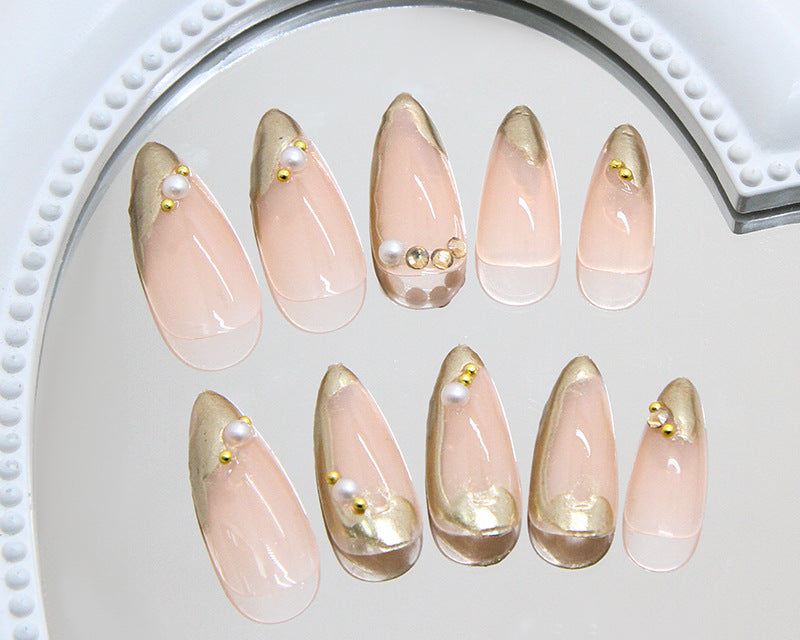 Three-dimensional gold-plated almond-shaped decorative armor