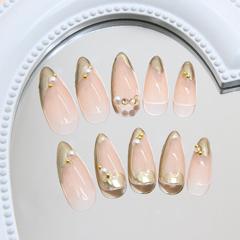 Three-dimensional gold-plated almond-shaped decorative armor