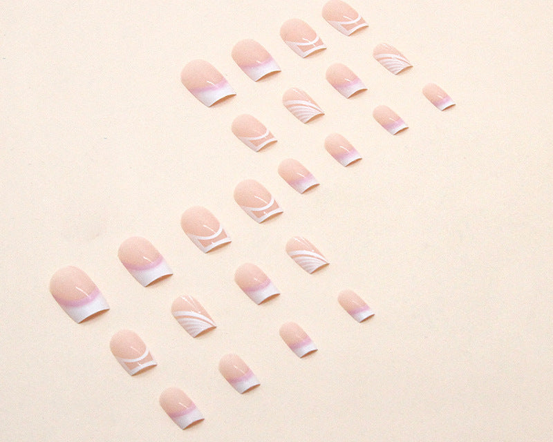 Short Square Press On Nails Nude French Manicure