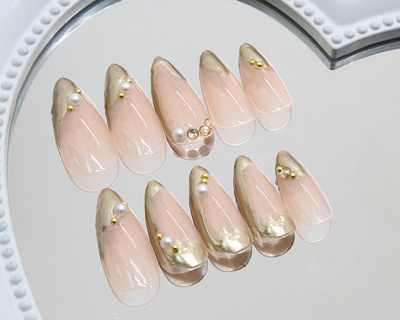 Three-dimensional gold-plated almond-shaped decorative armor