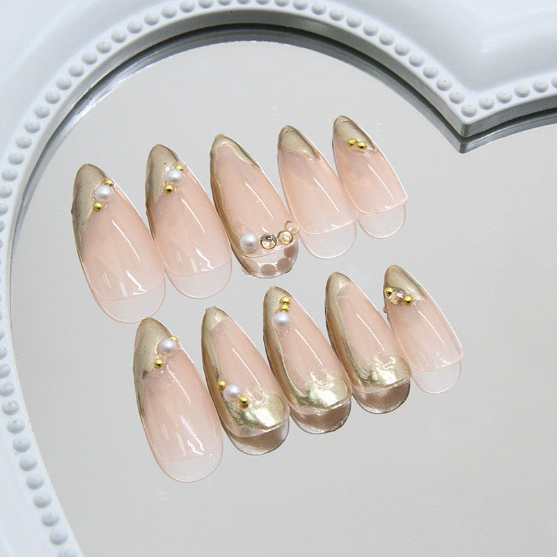 Three-dimensional gold-plated almond-shaped decorative armor