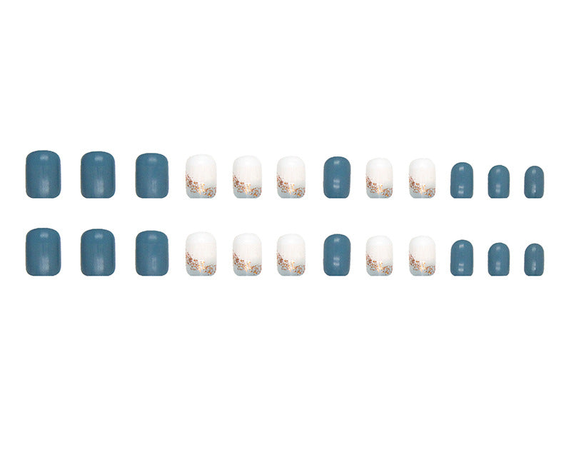 Fresh Aquamarine Solid Color Square Short Press On Fake Nails 24Pcs Boxed