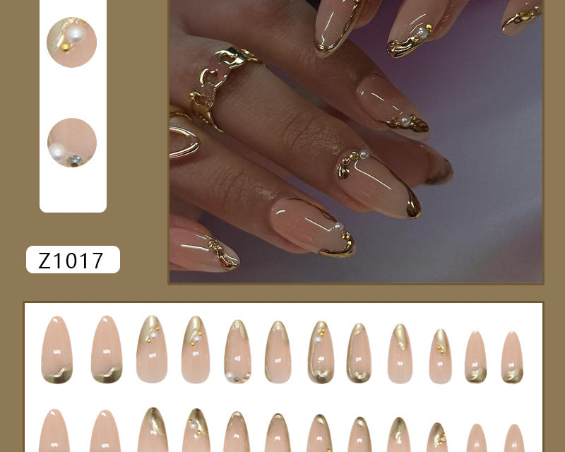 Three-dimensional gold-plated almond-shaped decorative armor