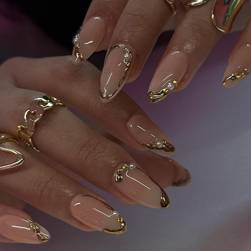Three-dimensional gold-plated almond-shaped decorative armor